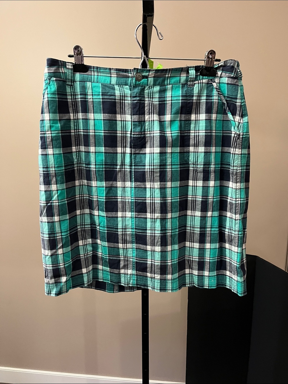 CJ Banks Plaid Skort in Teal, Navy & White/ Will steam prior to shipping